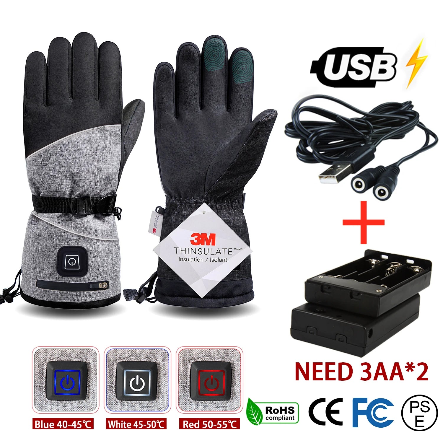 Winter Gloves 3M Cotton Heating Hand Warmer Electric Thermal Gloves Waterproof Snowboard Cycling Motorcycle Bicycle Ski Outdoor Heeba